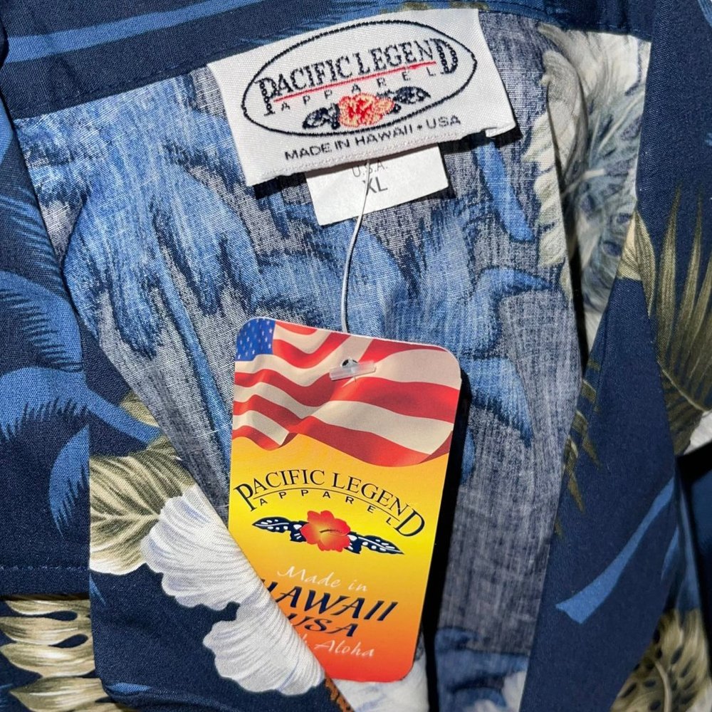 NWT Pacific Legend Aloha Tropical Island Blue Floral Beach Vacation Shirt XL - Picture 9 of 10